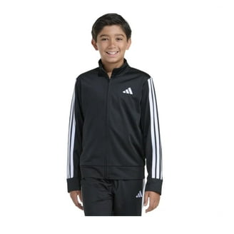 Adidas Boys' Zip Front Iconic Tricot Jacket, Black, Small