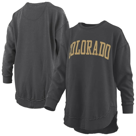 Women's Pressbox  Black Colorado Buffaloes Melange Poncho Vintage Fleece Long Sleeve Pullover Sweatshirt