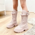 thumbnail image 2 of lnmuld Boots for Girls Stylish Girls High Top Ankle Winter Boots with Elegant Pearl Buckle Design for Youth Casual and Dress Occasions Size:10-10.5 Years, 2 of 9