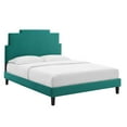 thumbnail image 2 of Modway Lindsey Modern Performance Velvet Twin Platform Bed in Teal Green, 2 of 10