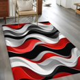 thumbnail image 2 of Abstract Wave Line Washable Area Rug 3x5 111 Black Red Gray Stripe Graffiti Low-Profile Large Area Rugs with Non Slip Backing Indoor Floor Carpet for Entrance Living Room Bedroom Home Office, 2 of 9