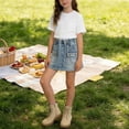 thumbnail image 3 of Shorts Falda-Jeans de Mezclilla para Niña Pequeña - Shorts de Mezclilla Elásticos con Cintura Elástica, Tipo Pull on, con Forro, Shorts Cargo de Mezclilla con Múltiples Bolsillos, Azul, 11 Años, 3 of 9