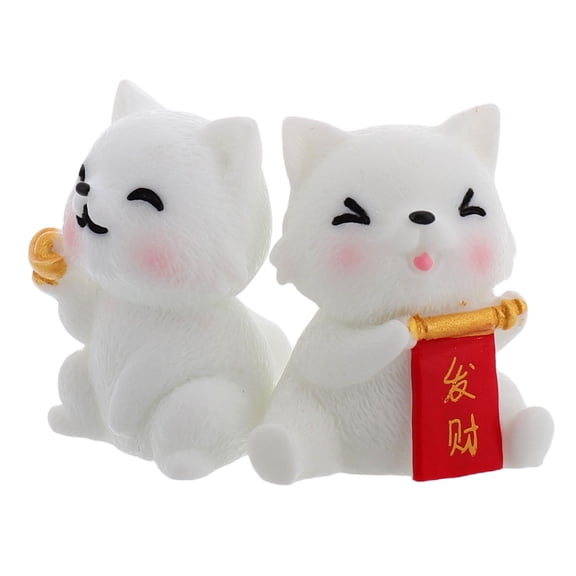 OULII 2Pcs Cute Resin Puppy Dog Statue New Year Ornament for Home Office Table Decor