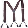 thumbnail image 1 of Men’s Suspenders, Y-Back 1.4 Inches Wide Adjustable Heavy Duty Button Leather End Elastic Suspender for Wedding Work,Coffee, 1 of 3