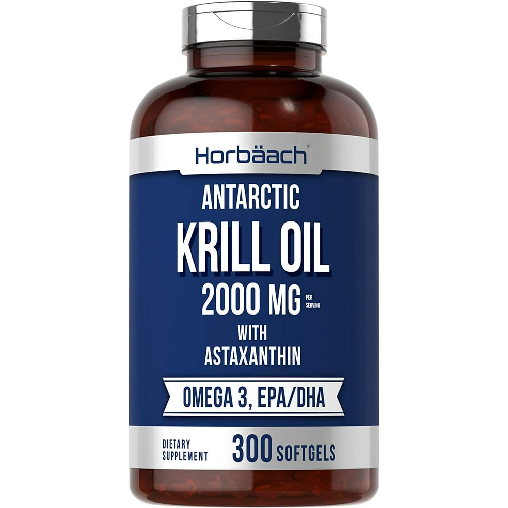 Horbaach Antarctic Krill Oil 2000mg 300 Softgel Capsules Value Size