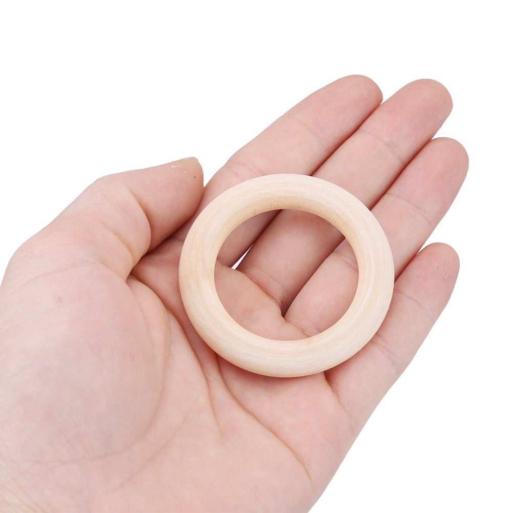 BULK 50x natural wood rings unfinished ring 65mm jewellery teeth baby wooden 