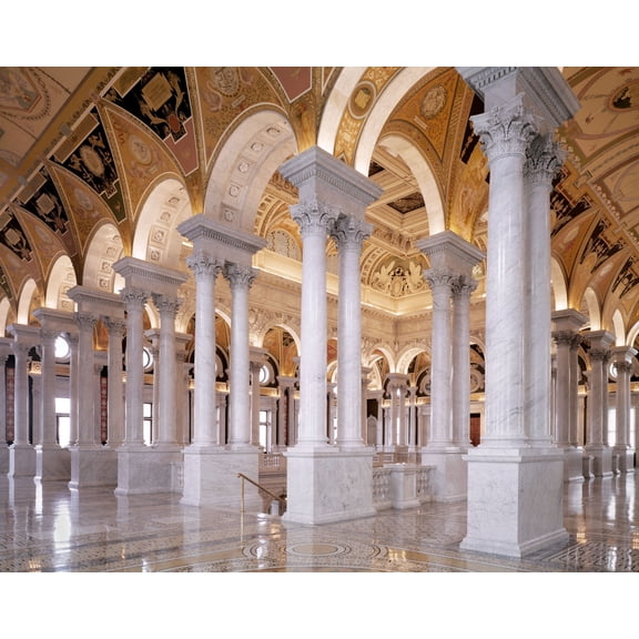 Great Hall at the Library of Congress's Thomas Jefferson Building, Washington, D.C Canvas Wall Art (20" x 30")