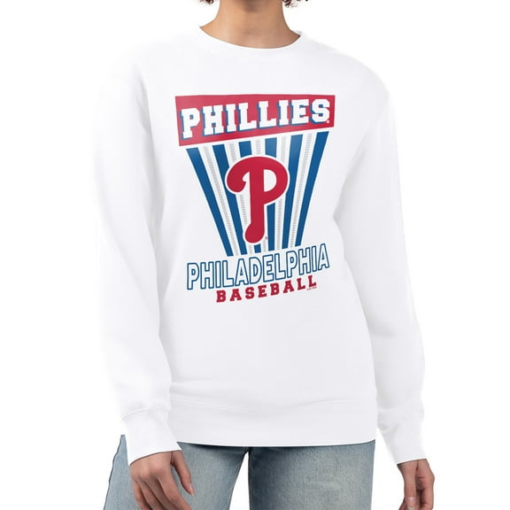 Women's Starter White Philadelphia Phillies Poster Print Team Fleece Pullover Sweatshirt