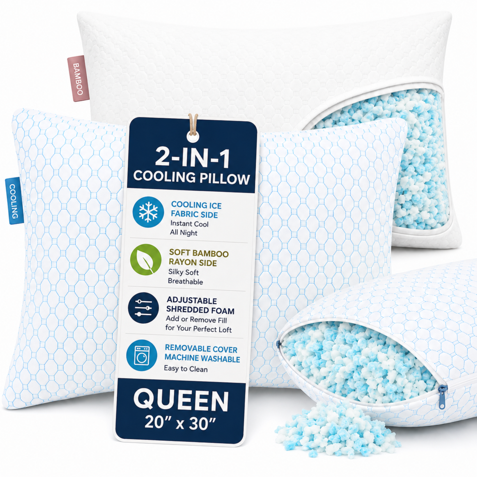 Virtu Cooling Memory Foam Pillow Queen 2-Pack photo 1