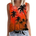 thumbnail image 2 of Titcea Womens Tank Tops Round Neck Sleeveless Summer Casual Graphic Tees Hawaiian Beach Holiday Palm Tree Printed T Shirts, 2 of 5