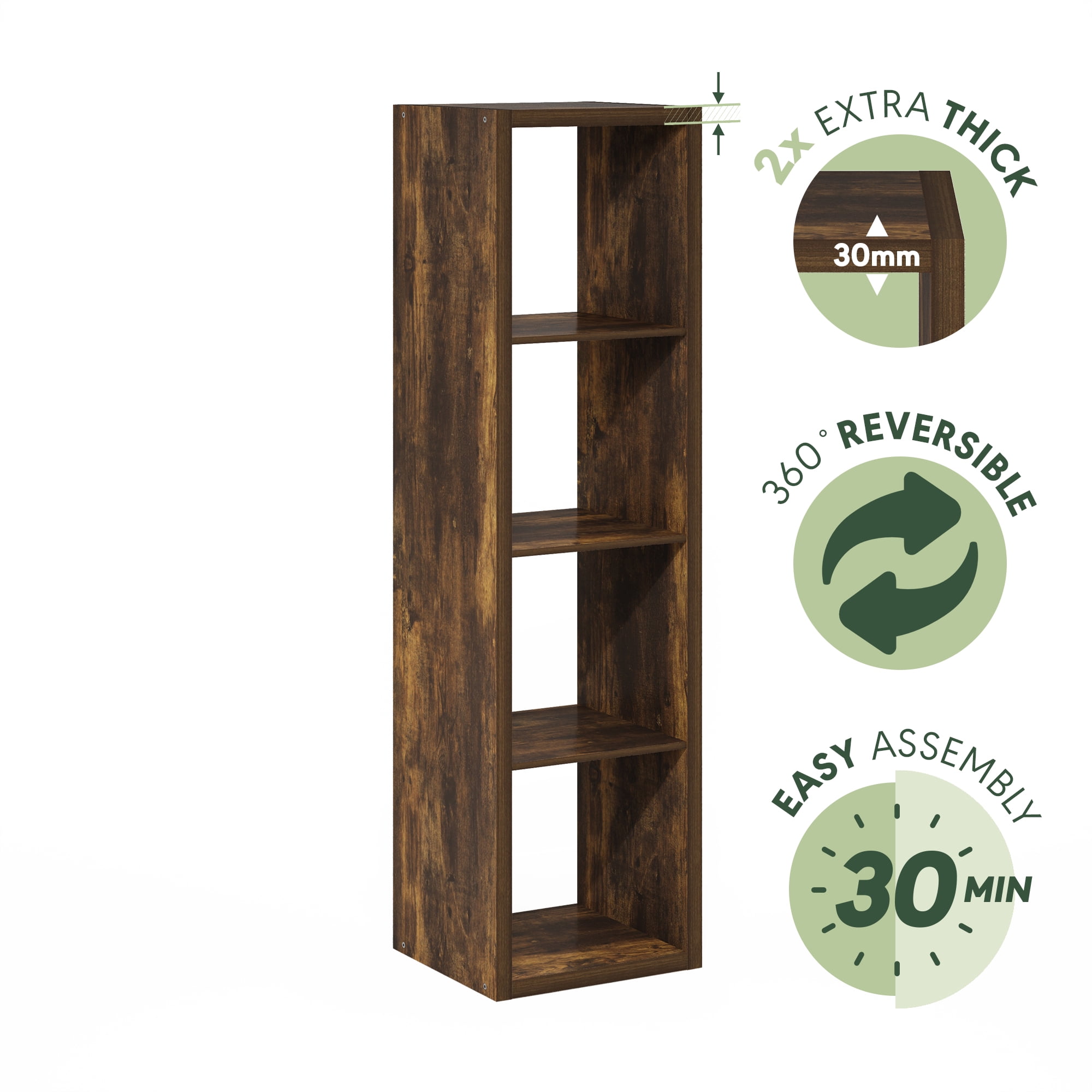 Furinno CUBICLE Open Back Decorative Verticle Cube Storage Organizer Amber Pine