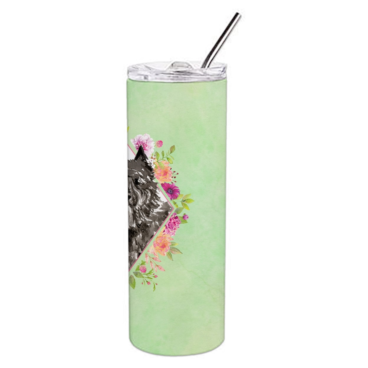 Carolines Treasures CK4416TBL20 Bouvier des Flandres Green Flowers Stainless Steel 20 oz Skinny Tumbler 20 oz multicolor