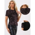 thumbnail image 2 of DARING DIVA Women's Velvet Sequin Short Sleeve Clubwear Blouse XS Black Pink, 2 of 6