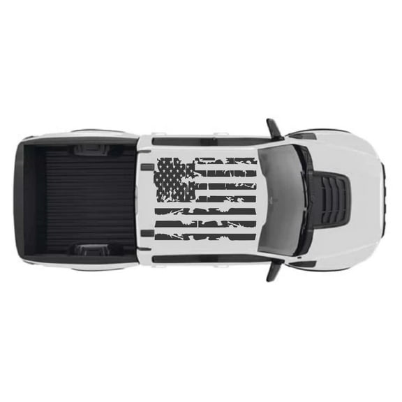 AnyStickerYouWant - Rooftop USA American Flag Decal Sticker Fits on & Compatible with Ford F150 Raptor Truck - Truck Full Roof Flag Decal Sticker Kit - Distressed or Regular