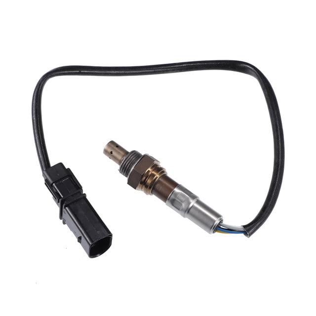 sensor de oxigeno delantero para seat cordoba 2002 no.036906262t plastico metal negro nuevo, compatible con Skoda Fabia 1999-2008 y Seat Cordoba 2002; vista frontal sobre fondo blanco de sensor con cuerpo metálico y rosca M18x1,5, con conector plástico negro de 6 pines y cable revestido de 66 cm (25,98 in). A menudo usado para diagnóstico de mezcla aire-combustible en talleres.