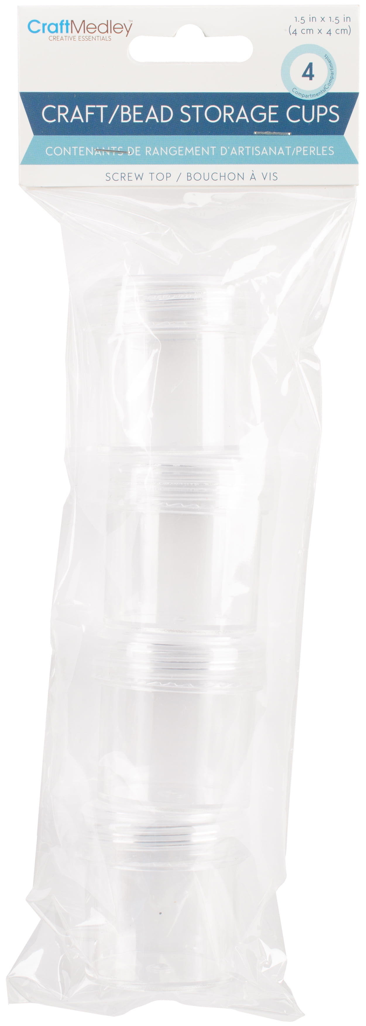 Bead Storage Cups with Screw-Top Lids, 12ml, 4/Pkg