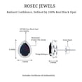 thumbnail image 6 of Rosec Jewels Pear Shaped Black Opal Stud Earrings with Moissanite Halo (5X7 mm), 925 Sterling Silver, 6 of 8