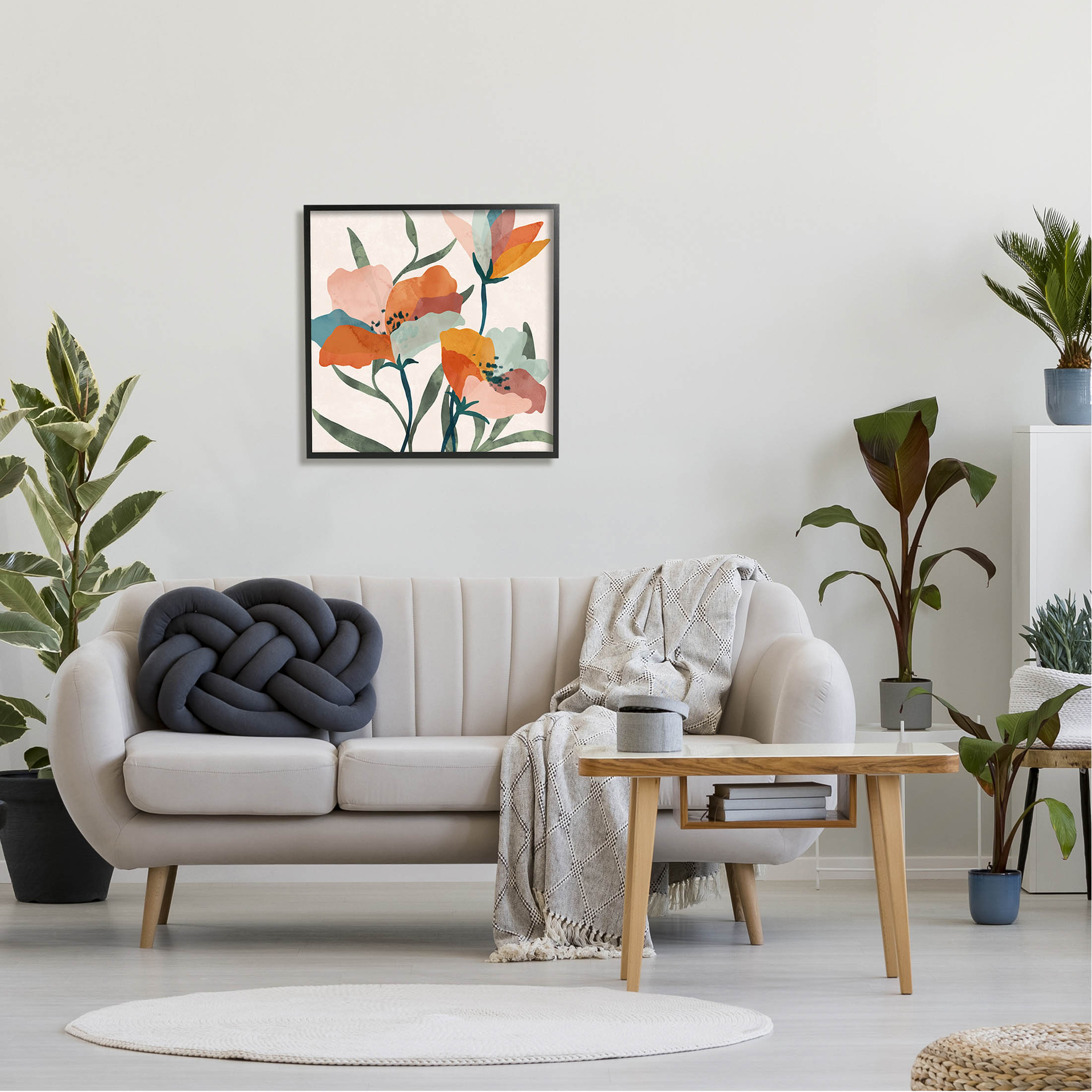 Stupell Industries Contemporary Flower Petals Graphic Art Black Framed Art Print Wall Art, Design by Nina Blue