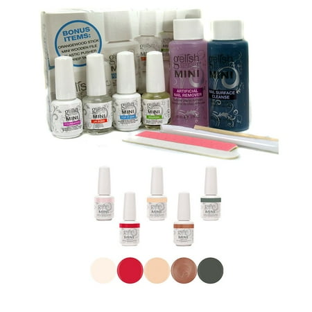 Color Complete Kit - Gelish Complete Basix Gel Nail Polish Starter Kit + 5 Bottle Gel Nail Polish Set