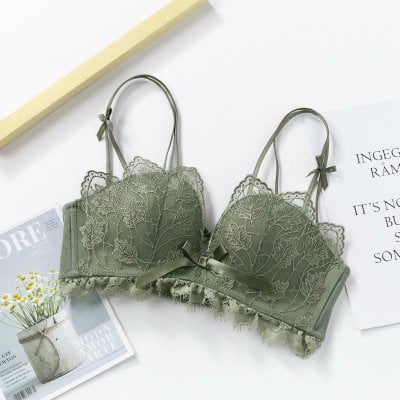 Women Sexy Floral Embroidery Bra Lingerie Comfortable Adjustable Wireless  Bra 