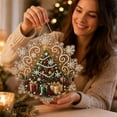 thumbnail image 3 of Christmas Diy 3D Pearl Diamond Painting Kit For Adults Diamond Art Diy Suncatcher Kit Special Shape Acrylic With Lace Edge Window Pendant Christmas Diy Crystal For Home Wall Decor(8In), 3 of 5