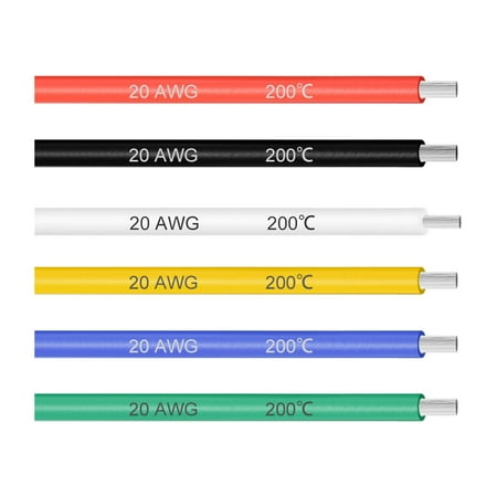 Uxcell Wire 20 Gauge Electric Wire Stranded Copper Wire for Model Planes Model Cars 3 ft 6 Colors Silicone