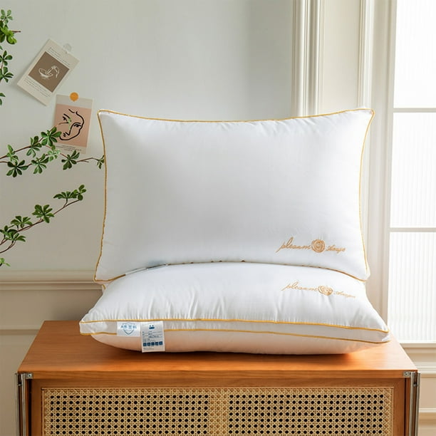 Plantillas de almohada de hotel - Almohada de poliéster suave y cómoda, 30,7x18,89 pulgadas, soporte medio para adultos, blanco y gris