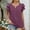 Purple, variant on Cutout Double Layer Sleeve Blouses for Women V Neck Short Sleeve Solid Color Loose Chiffon Summer Lightweight Breathable Tops