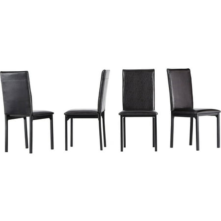 Declan Faux Leather Metal Chair, Set of 4, Dark Brown