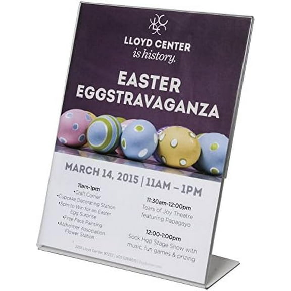 - Acrylic Table Top Slanted Sign Holder Stand 8.5 x 11 - Vertical Standing Plastic Flyer Holders - Lucite Slant Back Picture Frame - Plexi Document Display Frames - LHA-8511E (Pack of 25)