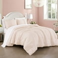 thumbnail image 3 of Chezmoi Collection Athena Full Bed in a Bag 7-Pieces Floral Chenille Embroidered Pom Pom Stripe Comforter Set with Sheets All Season Bedding Set, Full, Blush Pink, 3 of 11