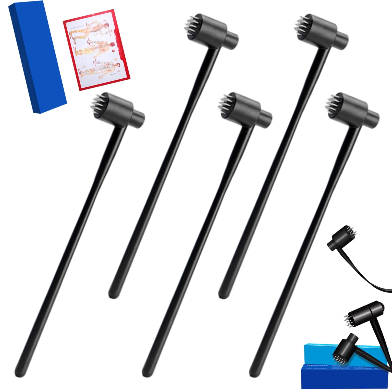 3/5/8PCS 7 Star Plum Blossom Hammer for Scalp, Compact Stainless Steel Dermal Needle Tapping Tool with Flexible Abs Handle for Home Care