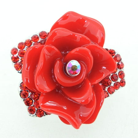 - Ruby Red Rose Crystal Pin Brooch