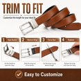 thumbnail image 6 of Men's Reversible Genuine Leather Belt, 1.38" Wide 2-in-1 Dress Belt with 360° Rotating Pin Buckle, Adjustable Business Casual Belt, Blue Brown Coffee, Sizes 33"-43" - TRISJEM, 6 of 7