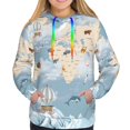 thumbnail image 3 of KLL Animals Travel World Map for Womens Pullover Hoodie with Pocket Hooded Long Sleeve Shirts Sweatshirt for Women-Large, 3 of 7