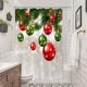 thumbnail image 2 of Juego de cortinas de ducha navideñas verdes, adornos navideños en ramita de pino, cortina de bañera navideña con estampado artístico, 120x180 JM, 2 of 4