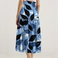 thumbnail image 5 of Yucgh Women's Floral Print Midi Skirt with Drawstring Elastic Waist, Casual Bohemian Skirt, A-line Summer Skirt with Pockets,Blue,M, 5 of 7