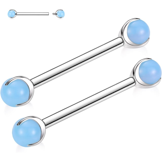 Woeilo G23 Titanium Nipple Jewelry Tongue Rings 14G Nipple Rings Bridge Piercing Jewelry Internally Threaded Nipple Bearbells Nipple Piercing Set for Women Men 1 Pair