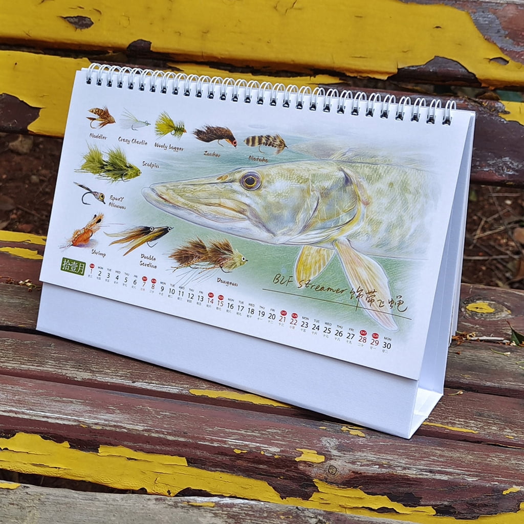 Artistic Diverse Insect Baits Types Print 2026 Desk Calendar Annual 12 Month Organizers For Fly Fishing Creativity