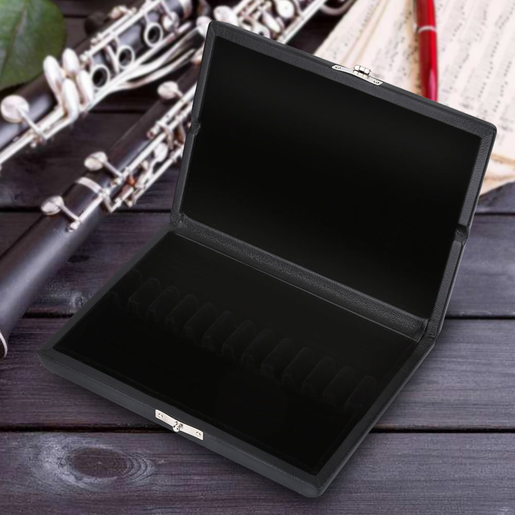 PU Leather Saxophone Clarinet Reed Container Box Case with Slots for 6pcs Reeds 