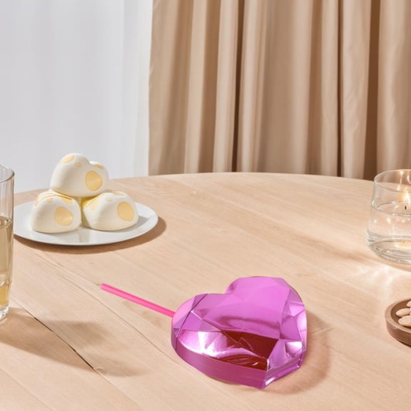 Disco Drinking Cups Cocktail Party Heart Shape Plastic Cups With Straws Pink YIWEI