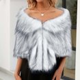 thumbnail image 2 of WREESH Women's Bridal Wedding Faux Shawl Stole Wrap, Elegant Winter Warm and Comfortable Scarf Gray, 2 of 5