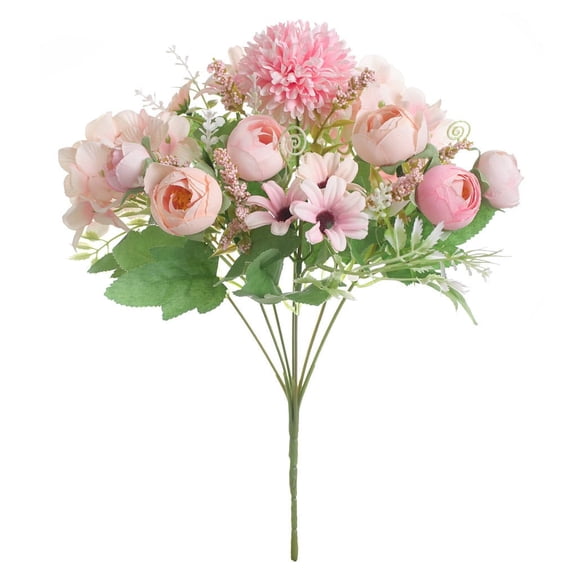 KBKYBUYZ Artificial Flowers Peony Birthday Bouquet 7 Count,Fake Peony Silk Hydrangea Bouquet Decor Plastic Carnations Realistic, Beautiful Wedding Valentines Bouquet Decor