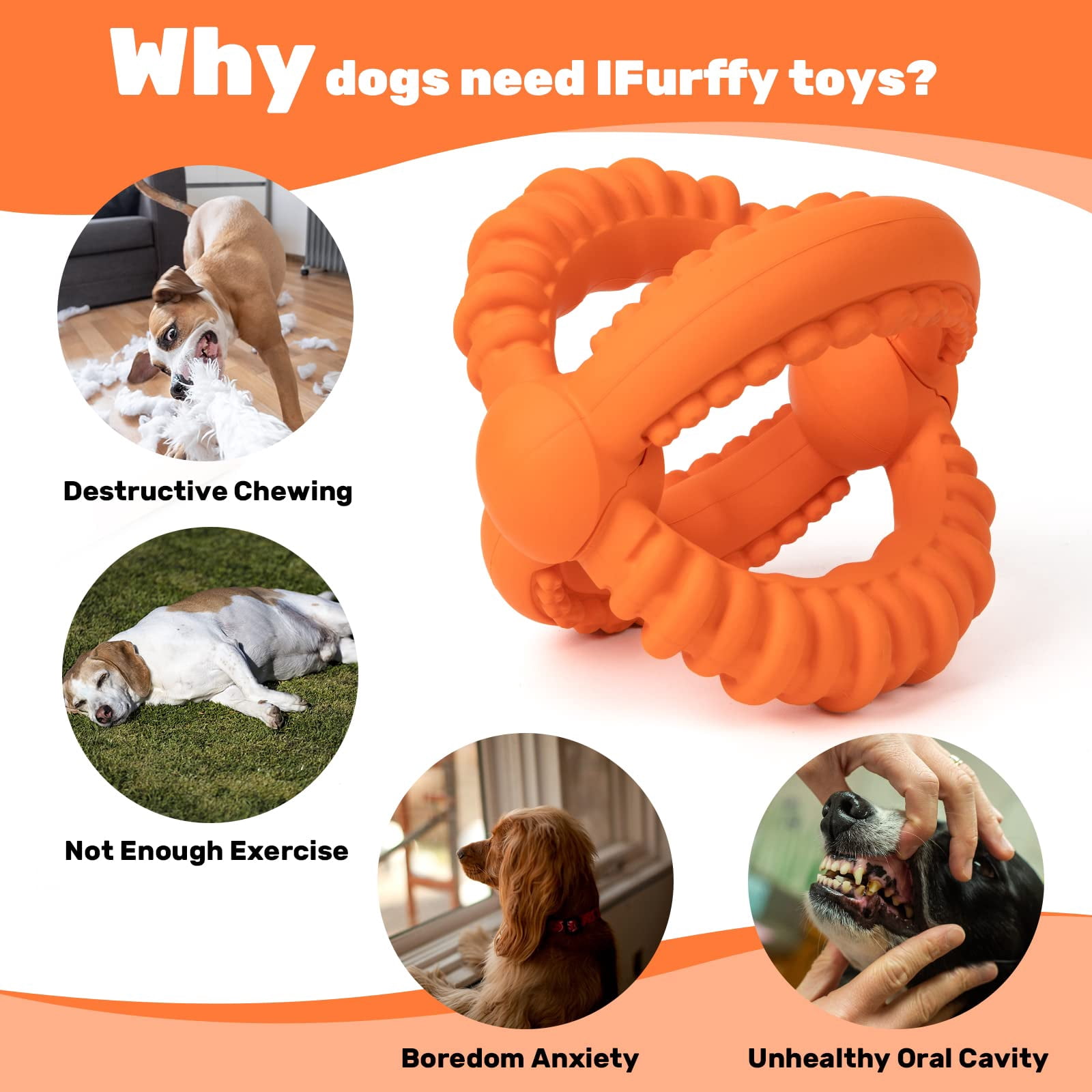 Interactive Dog Toys Detachable Dog Tug of War Toy with 2 Rings Natural Rubber Dog Chew Toys Suitable for Large Dogs for Teeth Cleaning Toy