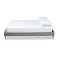 thumbnail image 3 of Baxton Studio Volden Glam and Luxe Charcoal Velvet Fabric Upholstered King Size Wood Platform Bed Frame with Gold-Tone Leg Tips, 3 of 9