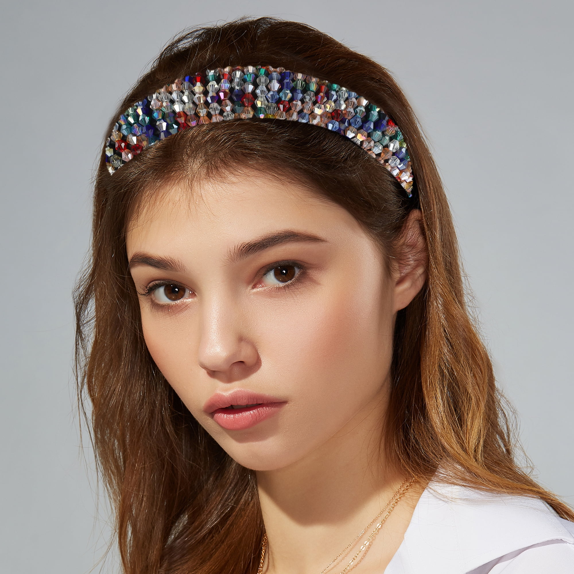 Unique Bargains Rhinestone Headband Bling Hair Accessories for Women Multicolor 1.18" Wide
