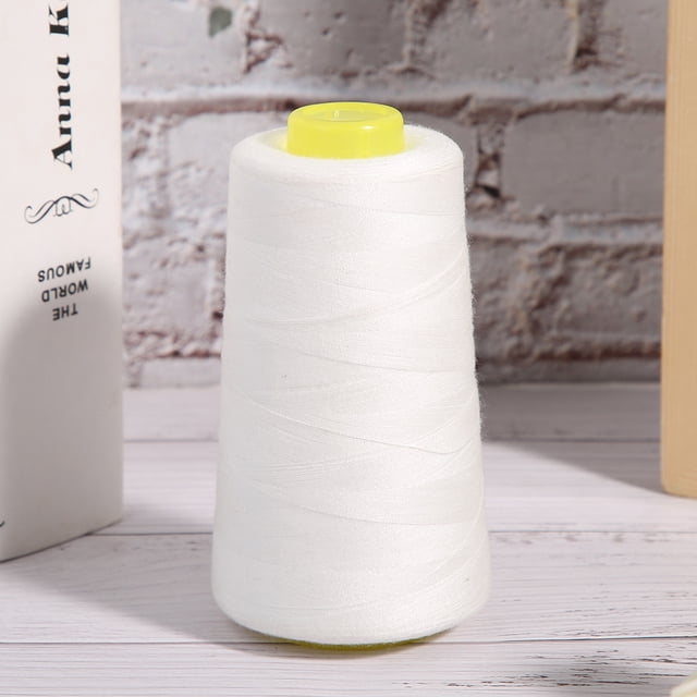 4PCs White Polyester Threads, 3000 Yard Sewing Thread Multifunctional Needle Thread for Clothes, Crafts and Decorations