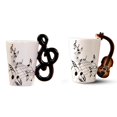 thumbnail image 1 of 2pcs Tasse en Céramique Personnalité Tasse Unique Instrument de Musique Cadeau Tasse - Manche de Violon et Poignée de Note, 1 of 10