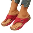 thumbnail image 1 of Sandales de Plage Compensées à Plateforme pour Femmes, Élégantes, Ajourées, Décontractées, Antidérapantes, Sandales à Bride, Confortables, pour la Plage, Rouges, Taille 8, 1 of 8