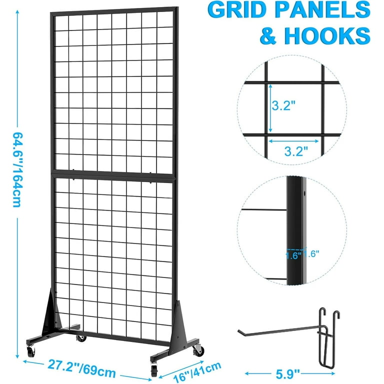 Gridwall Panel Display Stand, Ft Movable Grid Wall Panel Display Stand